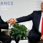 US President Donald Trump and Prime Minister Narendra Modi meet in Biarritz, France, on August 26, 2019.