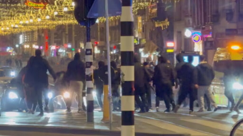 Image of Israeli Soccer Fans Attacked in Amsterdam.