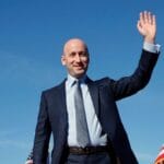 Stephen Miller arrives at Lancaster Airport in Lititz, Pennsylvania, for a Donald Trump campaign rally on November 3.