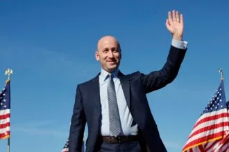 Stephen Miller arrives at Lancaster Airport in Lititz, Pennsylvania, for a Donald Trump campaign rally on November 3.